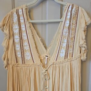 Boho Cream Embroidered Dress Free People We Will Wait For You Dress